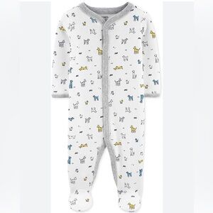 Carter's Baby Dogs Thermal Footie Pajamas White Size 6 months